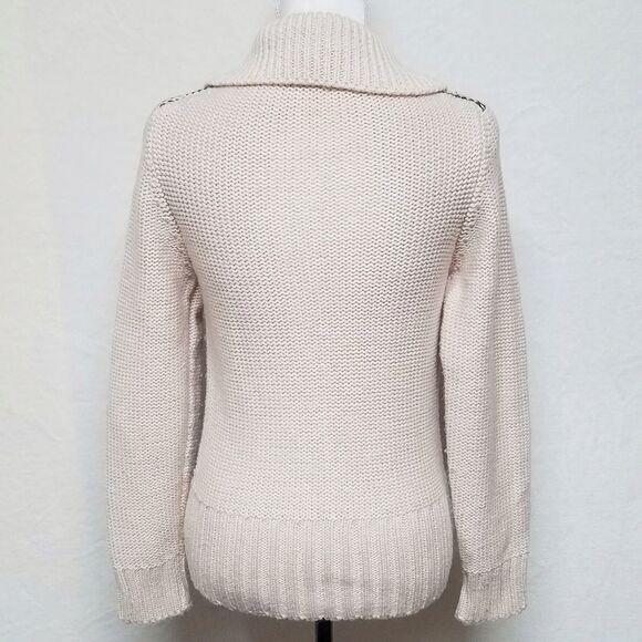 VINTAGE 70s Wool Blend Zip-Up Striped Cardigan S - Picture 2 of 8